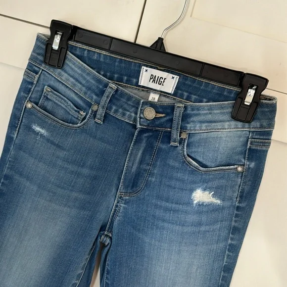 Paige Medium Blue Denim skinny Jeans Holes size 28 New - Picture 5 of 12